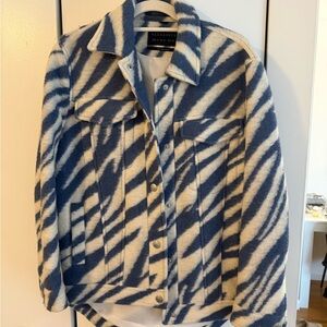 All Saints Zebra Print Jean Jacket
